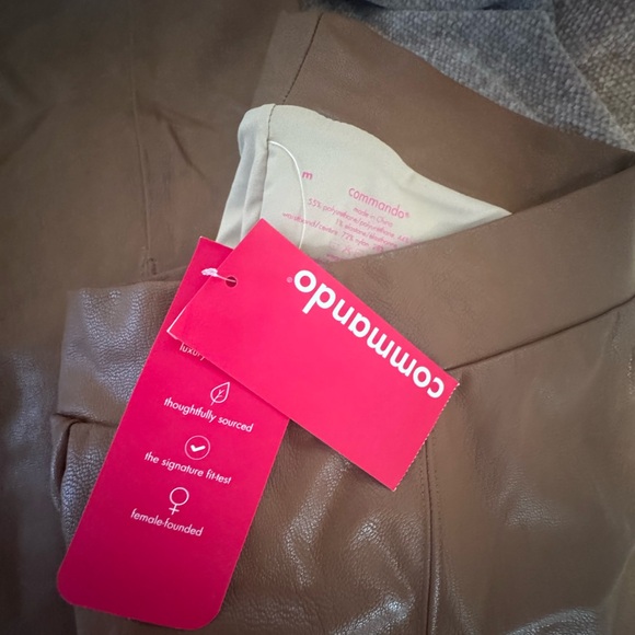 Commando Cocoa Faux Leather Flare Pants with Front Slits NWT - Picture 2 of 4